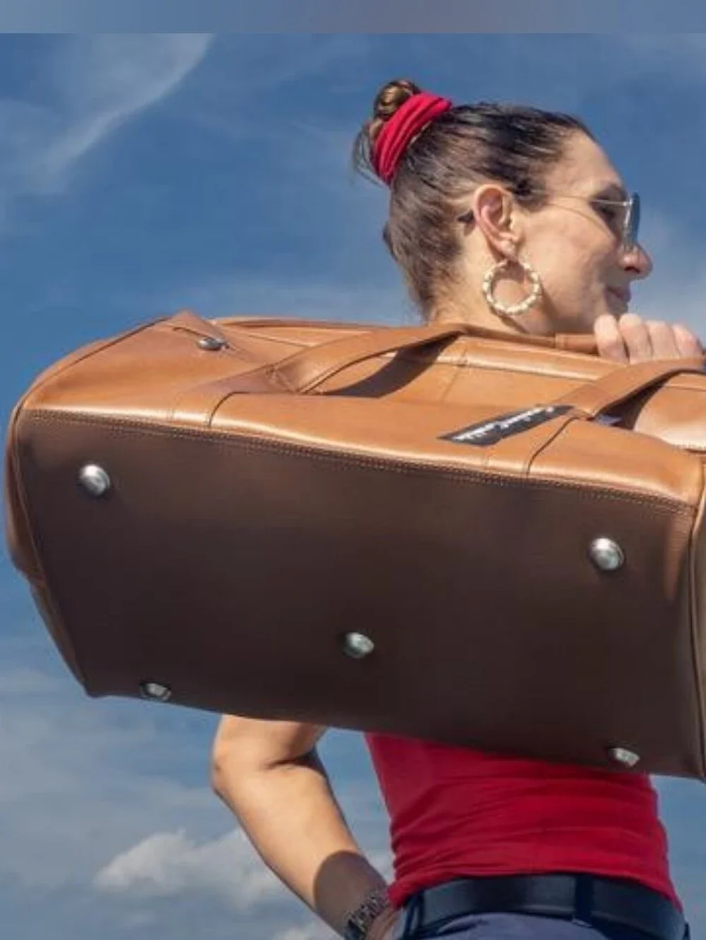 Kingport Industries Genuine Leather Wide Jaw Carpenter / Travel Bag
